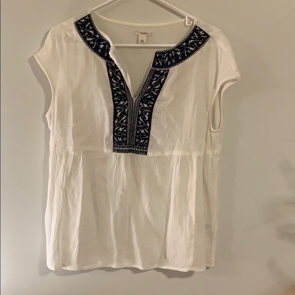 Cream and Blue Shirt